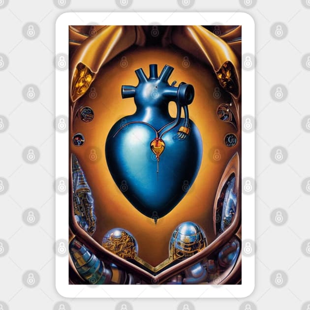 Steampunk mechanical heart Sticker by Dendros-Studio